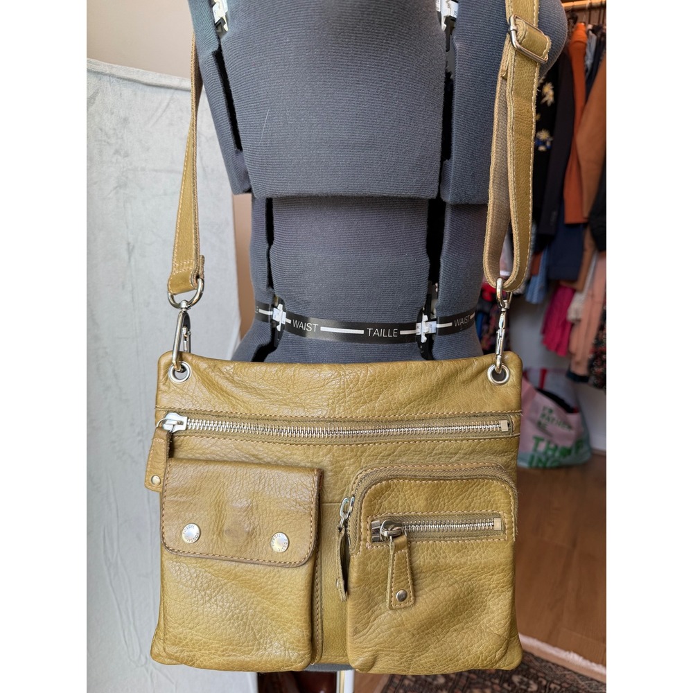 Fossil Crossbody Bag Olive Green Leather Utility Gorpcore Boho Travel Vintage